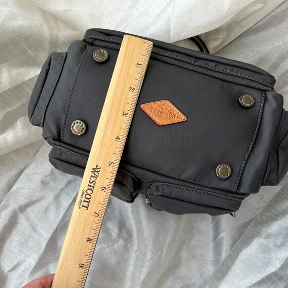 MZ Wallace Kara Satchel Bag Nylon Patent Leather Trim Dual Handle 6 Pockets Gray - Picture 14 of 16